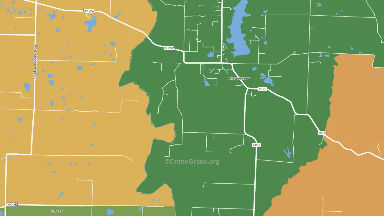 Millersburg, MO Map of Assault Rates