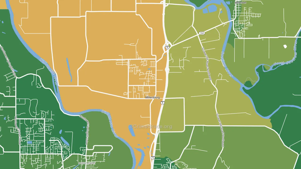 Millersburg, OR Map of Assault Rates