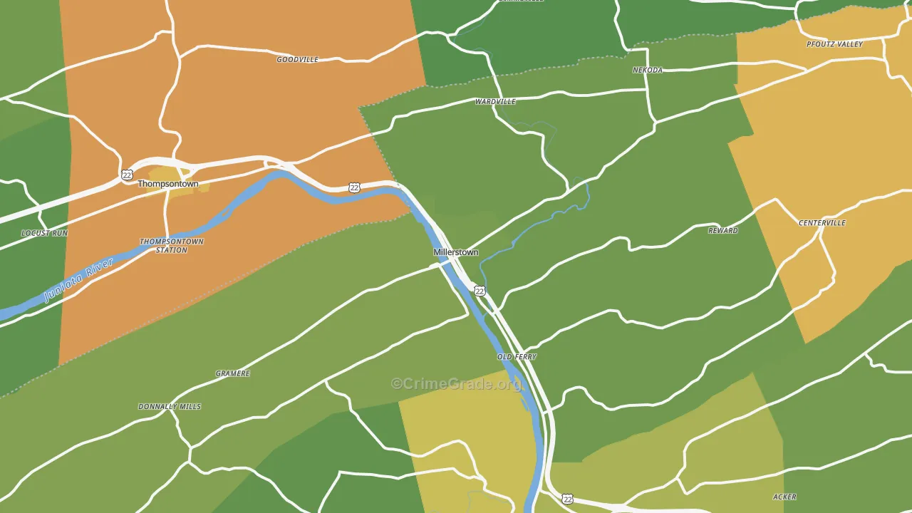 Millerstown, PA Map of Assault Rates