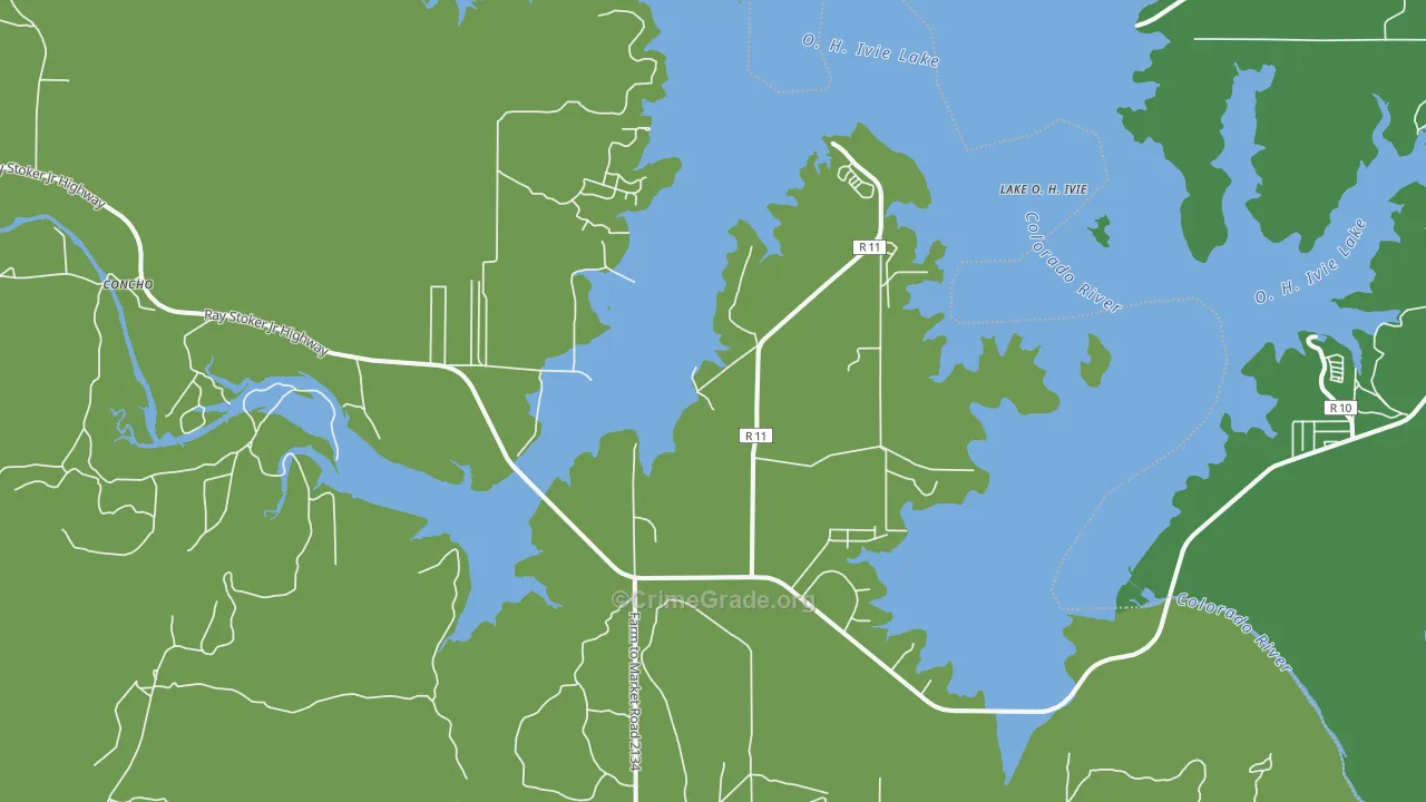 Millersview, TX Map of Assault Rates
