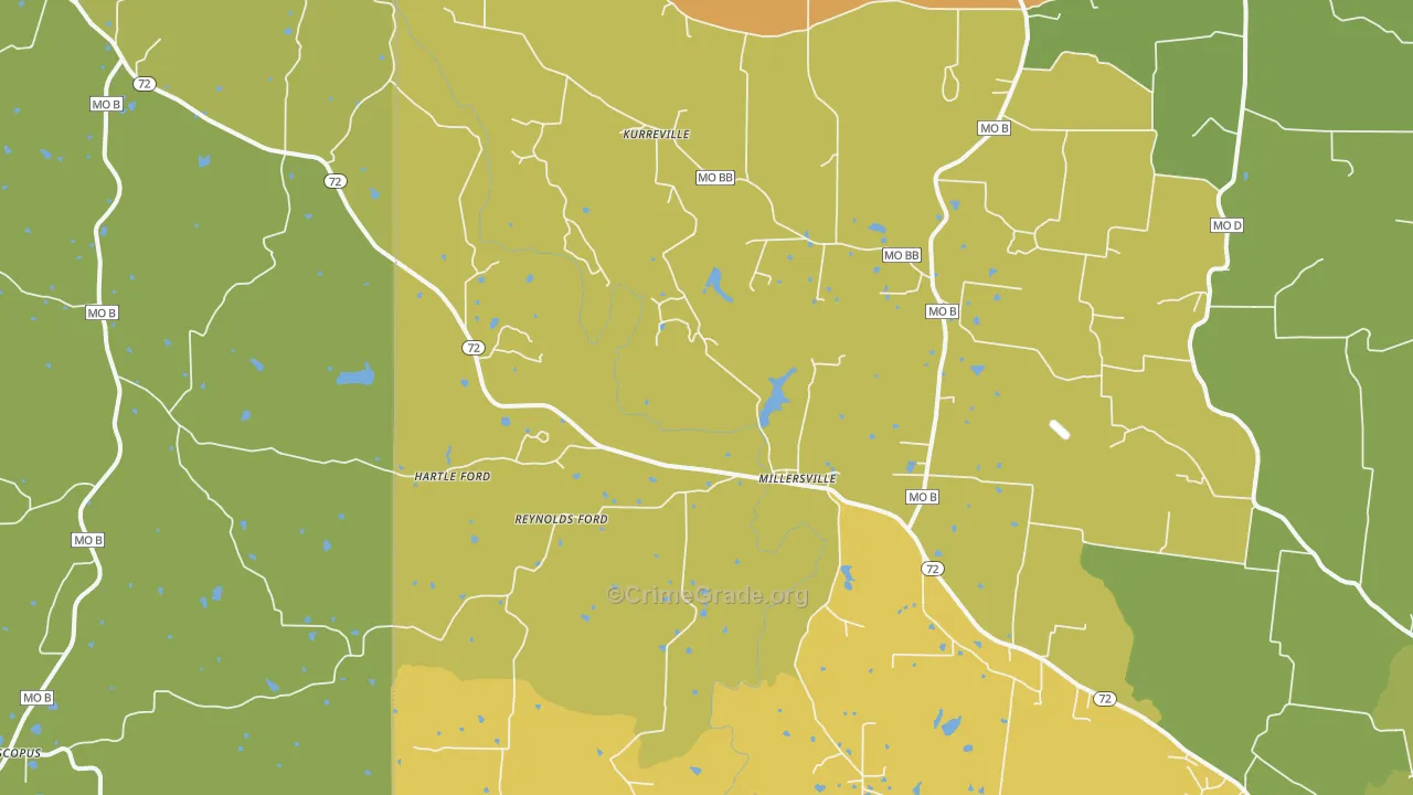 Millersville, MO Map of Assault Rates