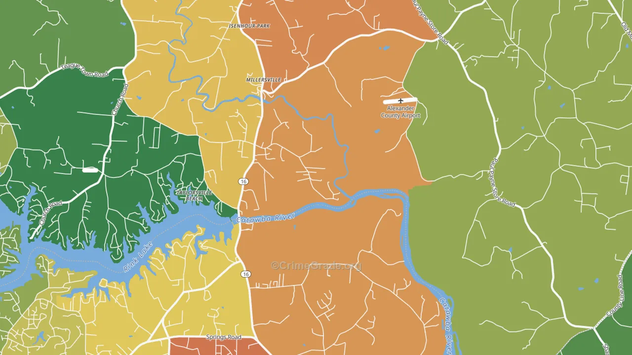 Millersville, NC Map of Assault Rates