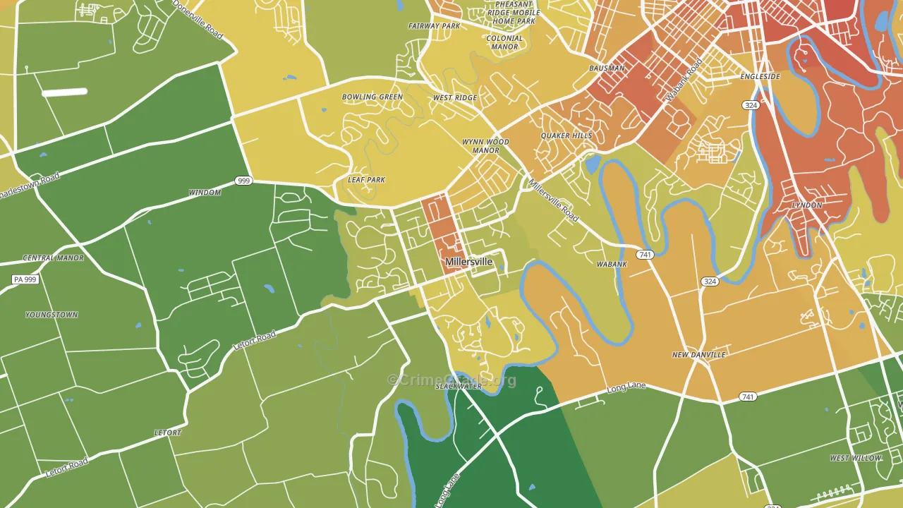 Millersville, PA Map of Assault Rates