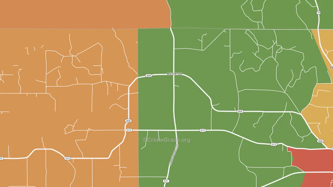 Millerton, LA Map of Assault Rates