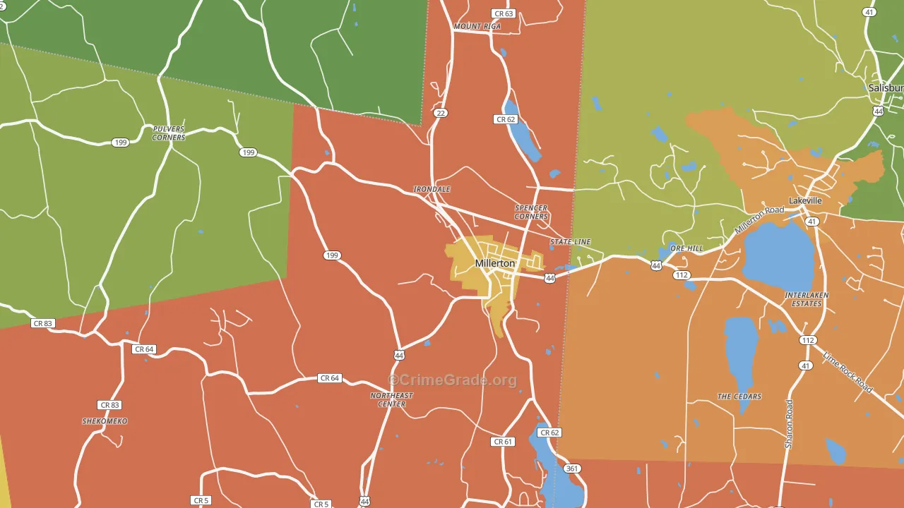 Millerton, NY Map of Assault Rates