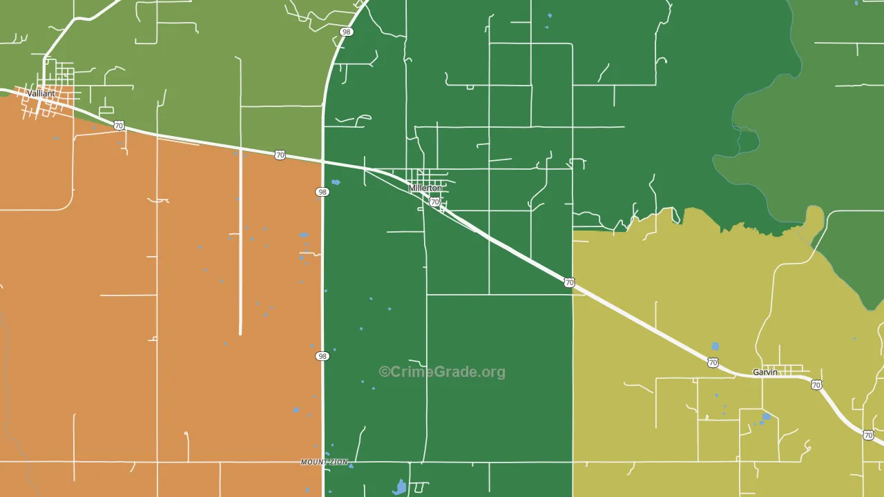Millerton, OK Map of Assault Rates