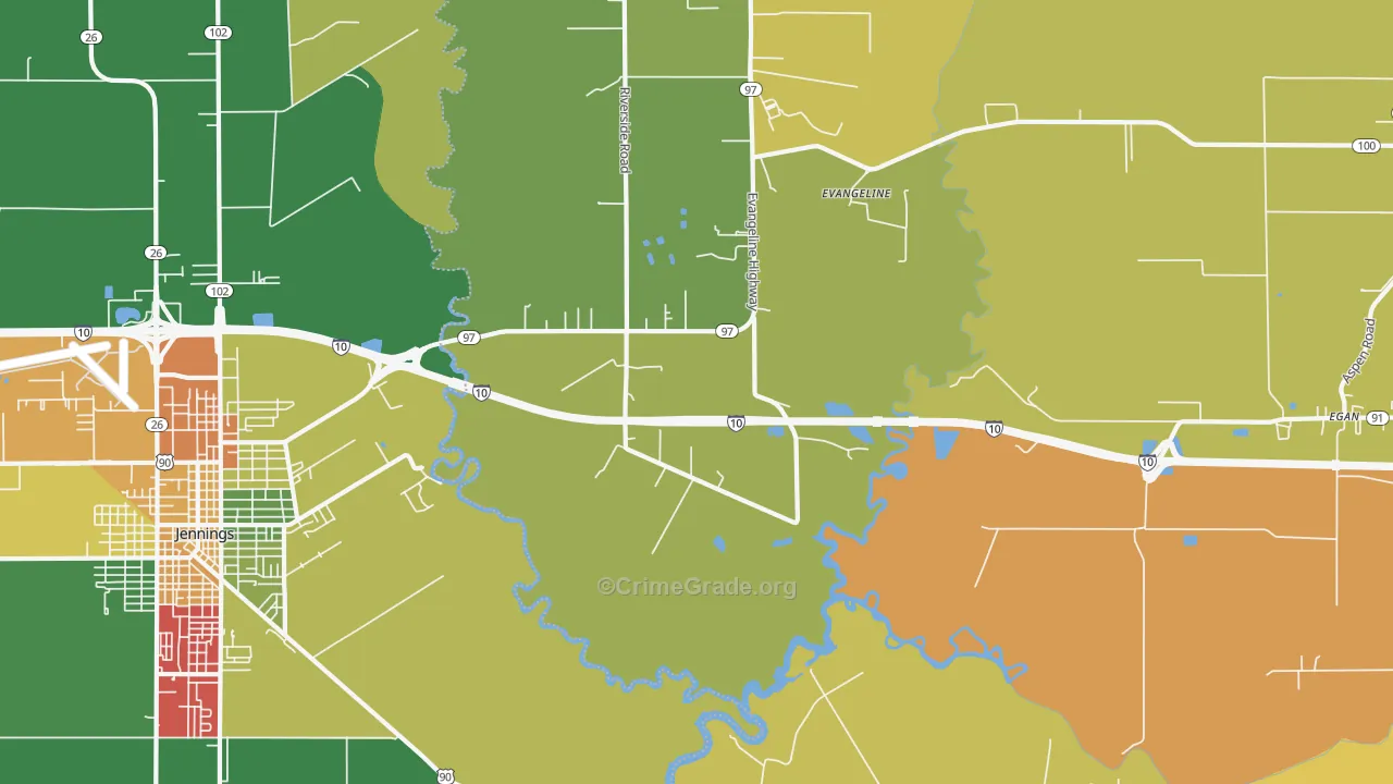 Millerville, LA Map of Assault Rates