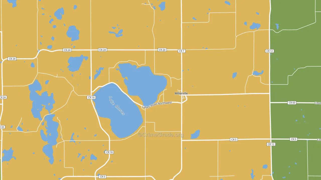 Millerville, MN Map of Assault Rates