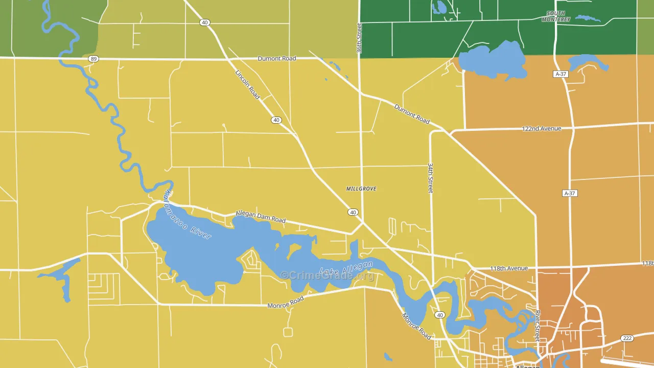 Millgrove, MI Map of Assault Rates