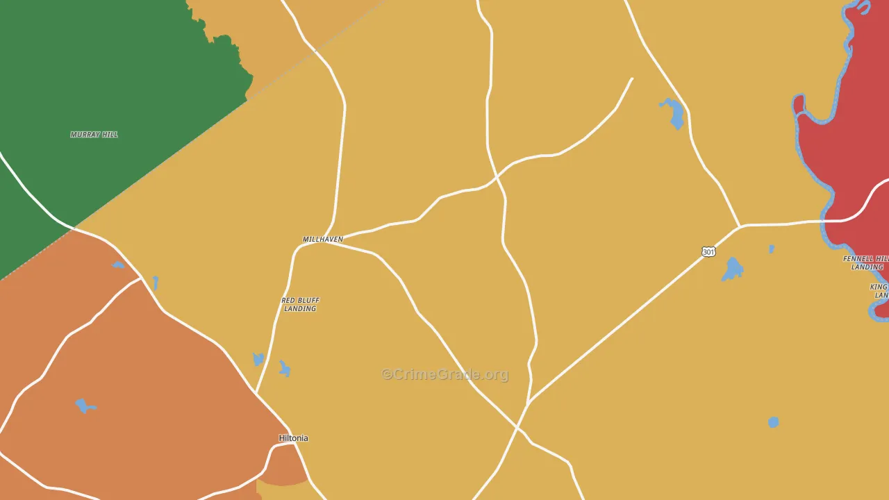 Millhaven, GA Map of Assault Rates