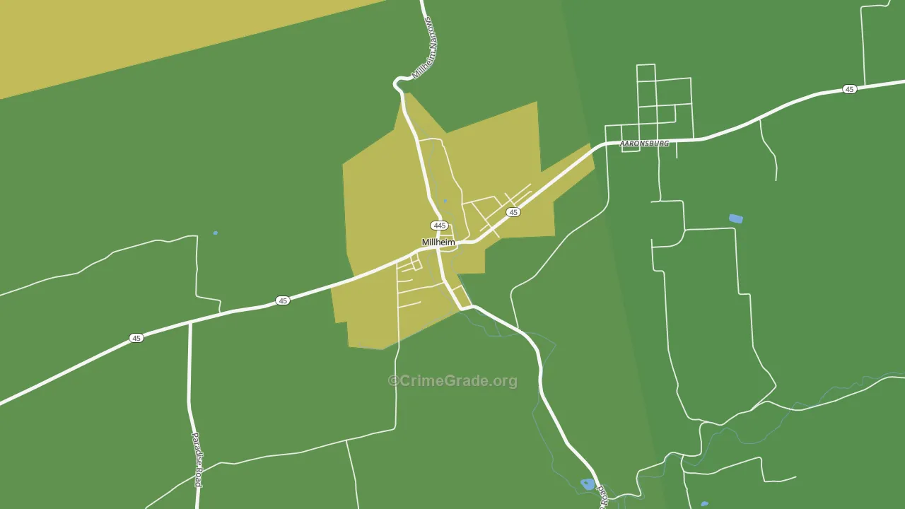 Millheim, PA Map of Assault Rates