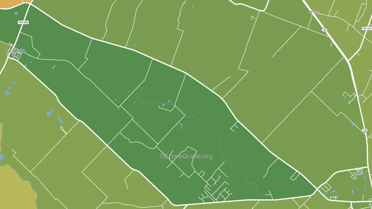 Millheim, TX Map of Assault Rates