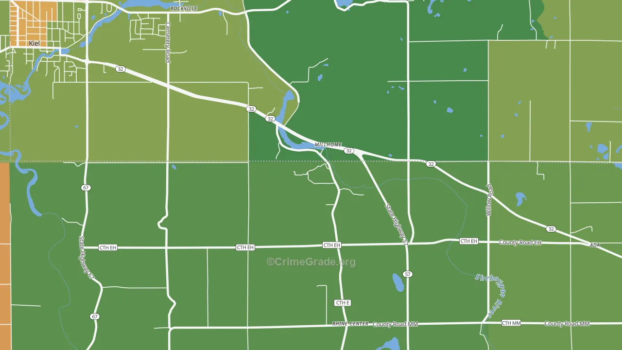 Millhome, WI Map of Assault Rates