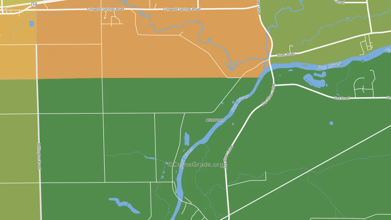 Millhurst, IL Map of Assault Rates
