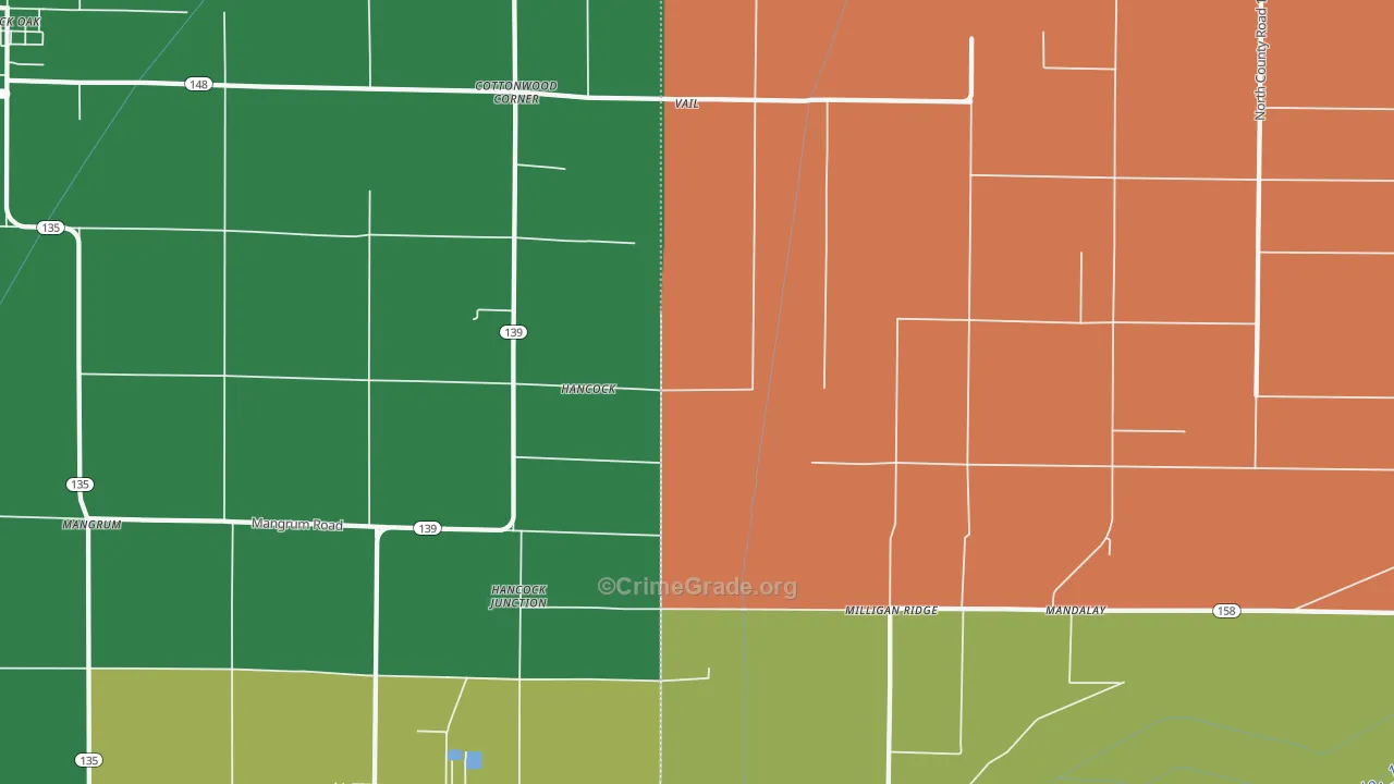Milligan Ridge, AR Map of Assault Rates