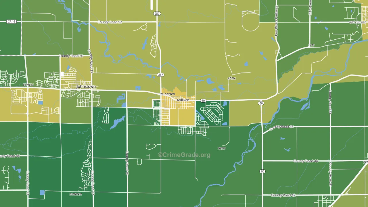 Milliken, CO Map of Assault Rates