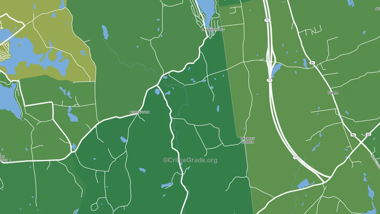 Millington, CT Map of Assault Rates