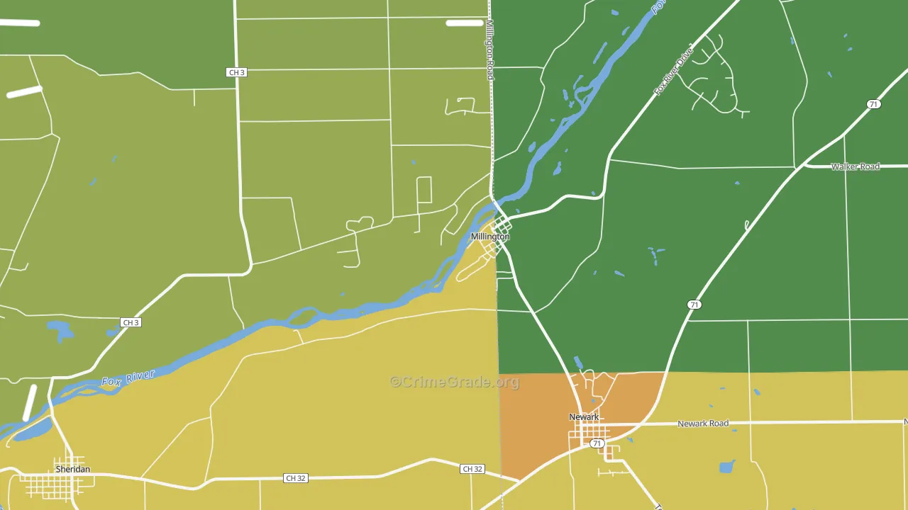 Millington, IL Map of Assault Rates