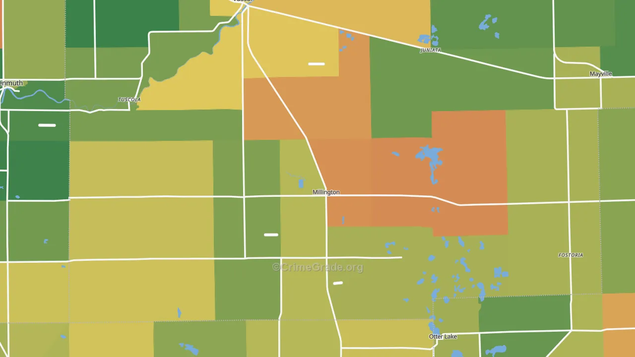 Millington, MI Map of Assault Rates