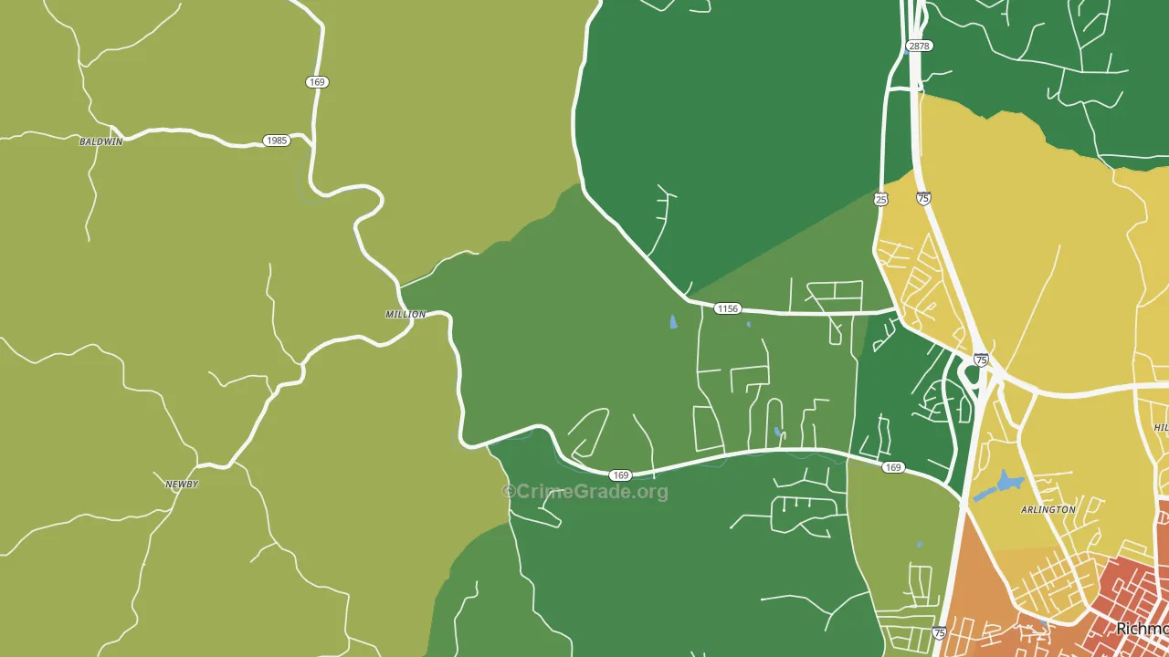 Million, KY Map of Assault Rates