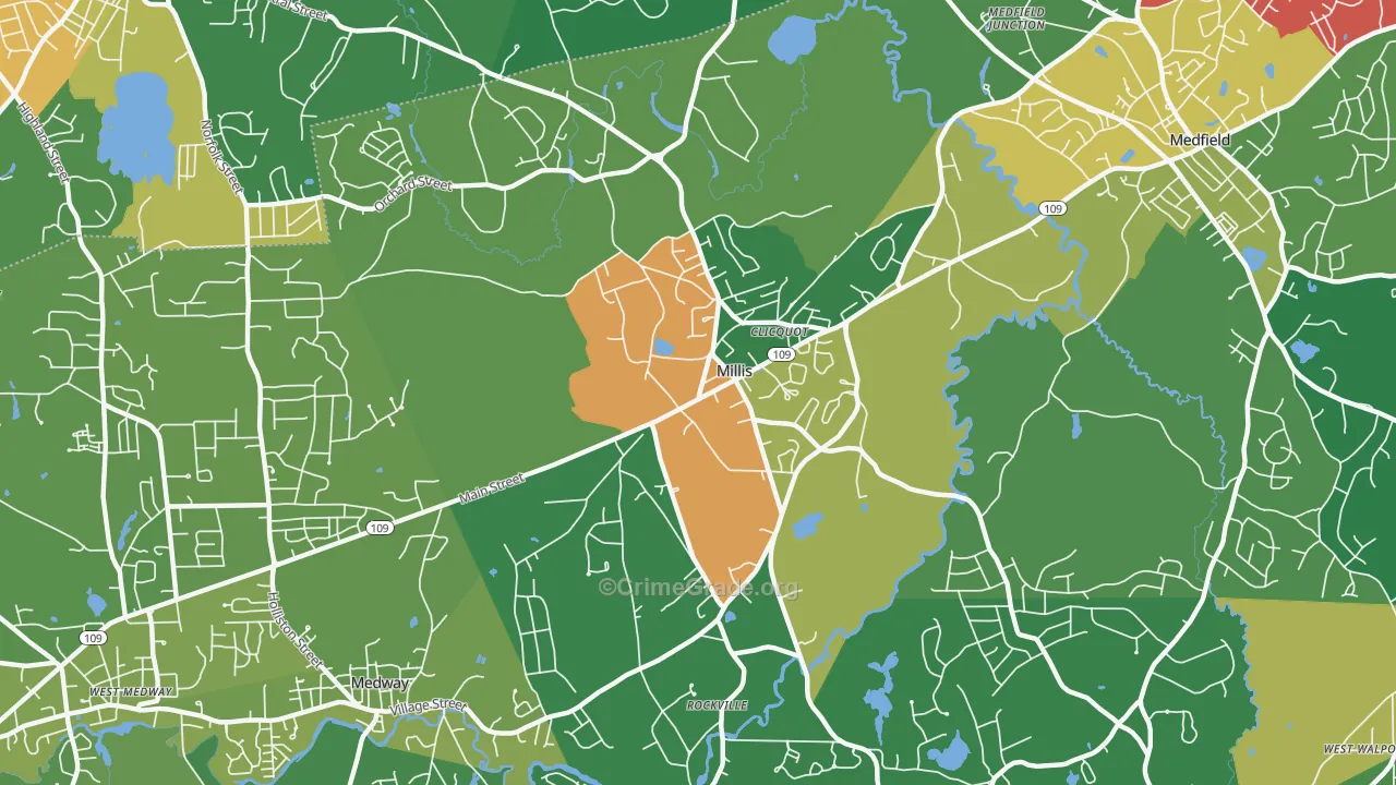 Millis, MA Map of Assault Rates