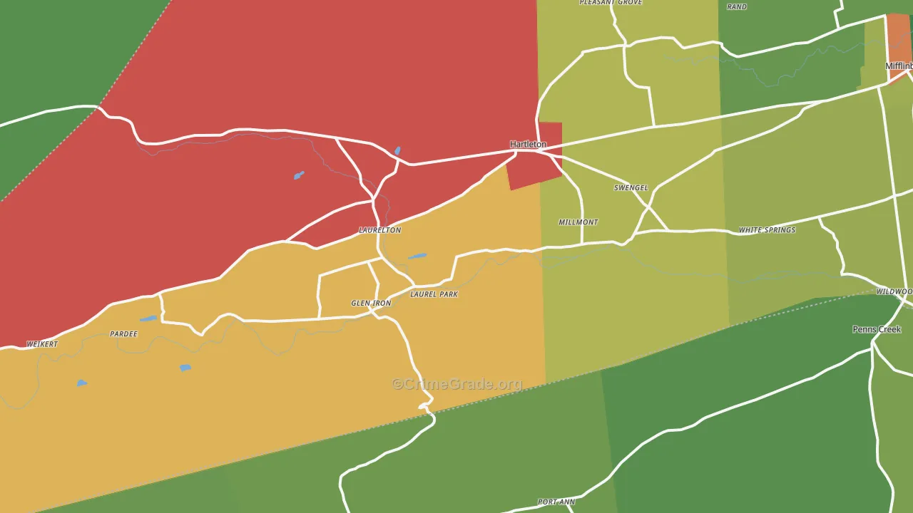 Millmont, PA Map of Assault Rates