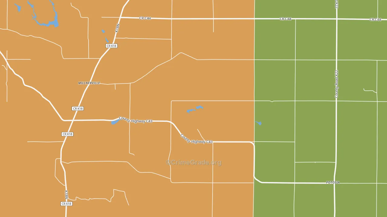 Millnerville, IA Map of Assault Rates