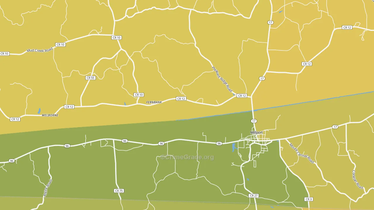 Millport, AL Map of Assault Rates