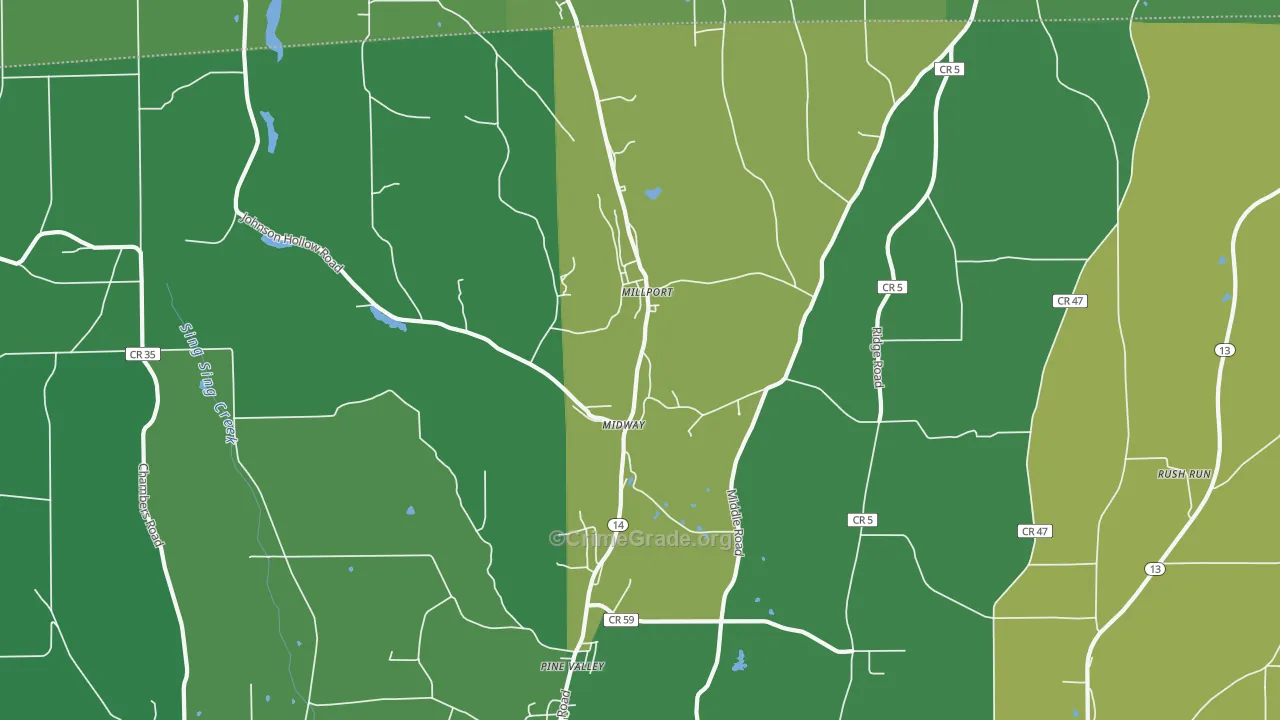 Millport, NY Map of Assault Rates