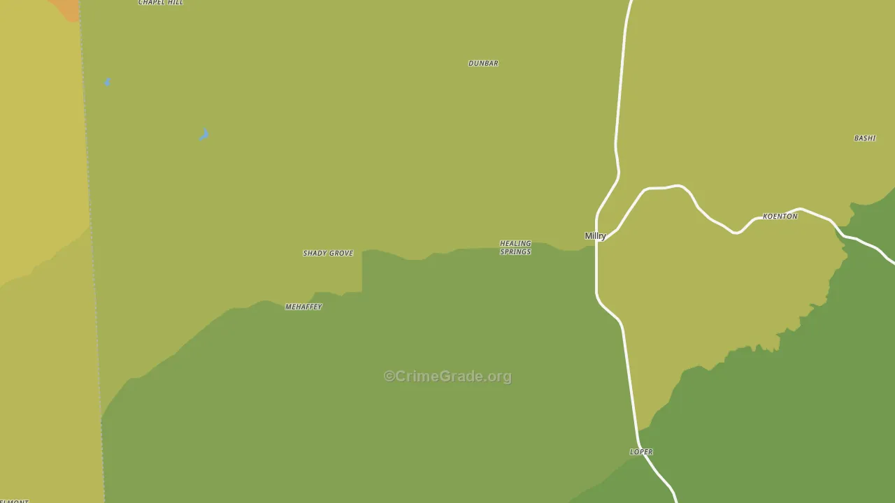 Millry, AL Map of Assault Rates