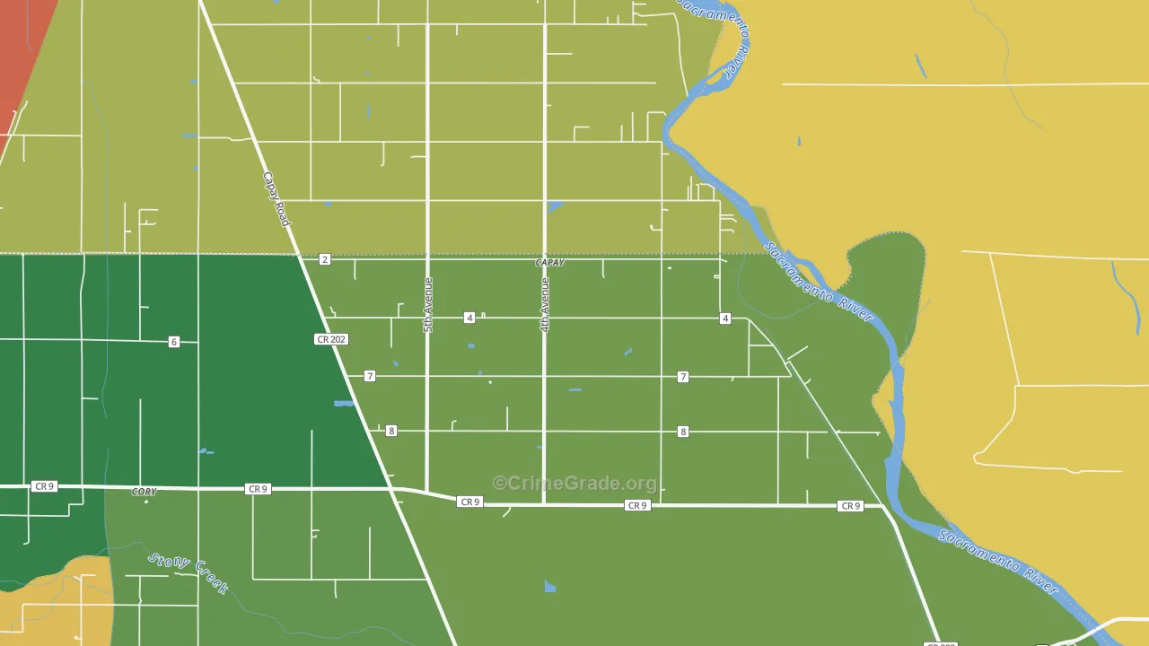 Mills Orchard, CA Map of Assault Rates