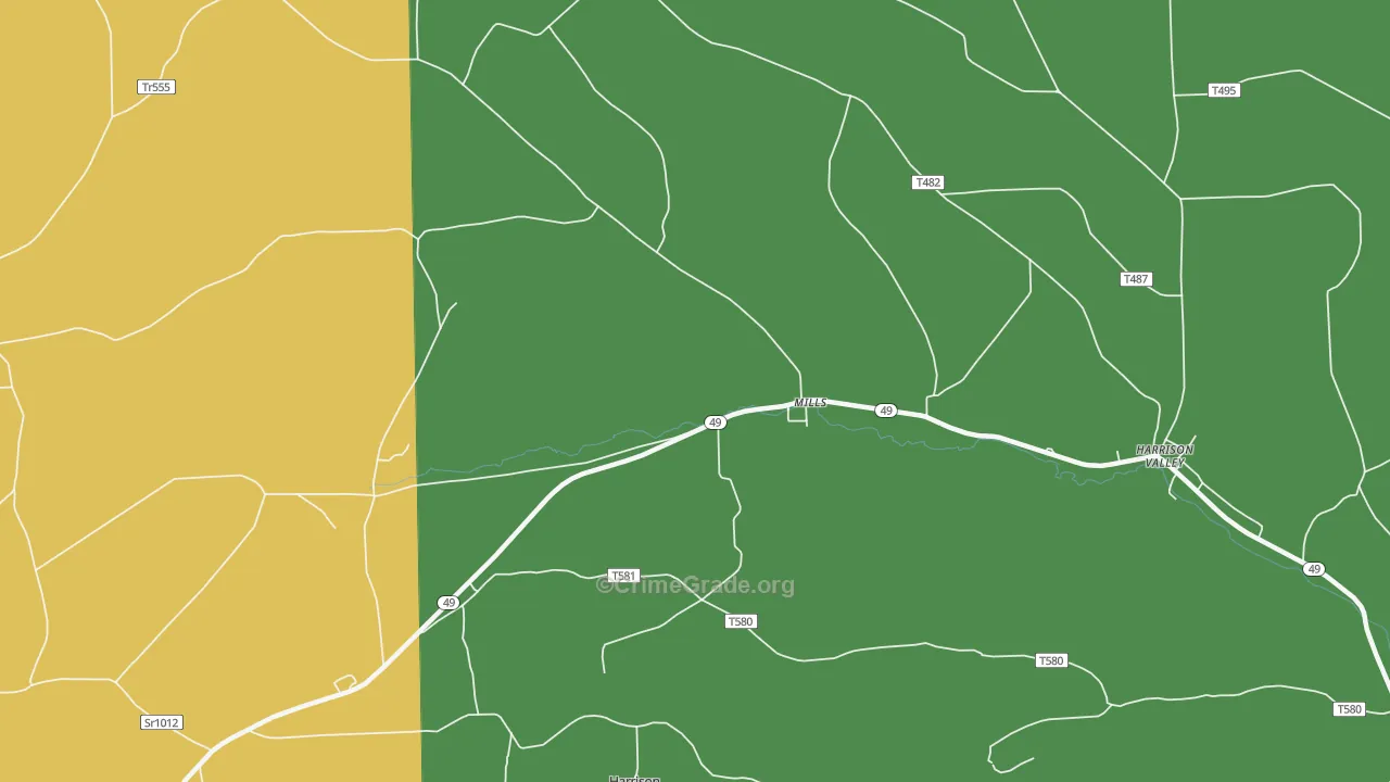 Mills, PA Map of Assault Rates