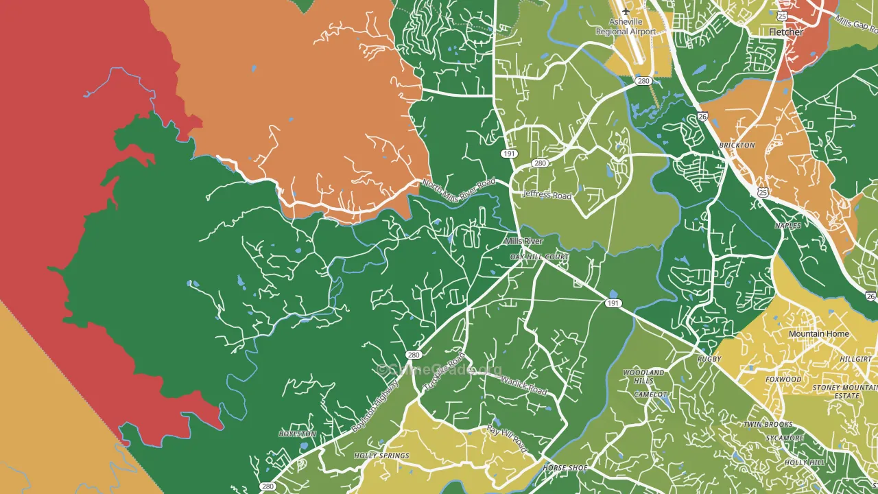 Mills River, NC Map of Assault Rates