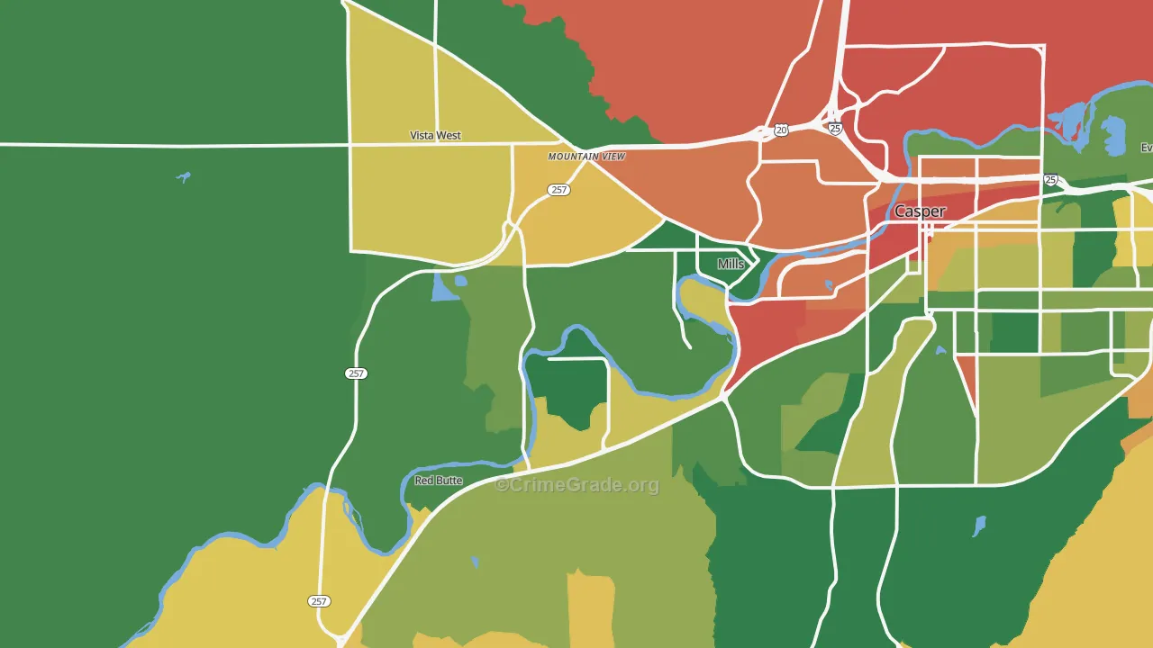 Mills, WY Map of Assault Rates