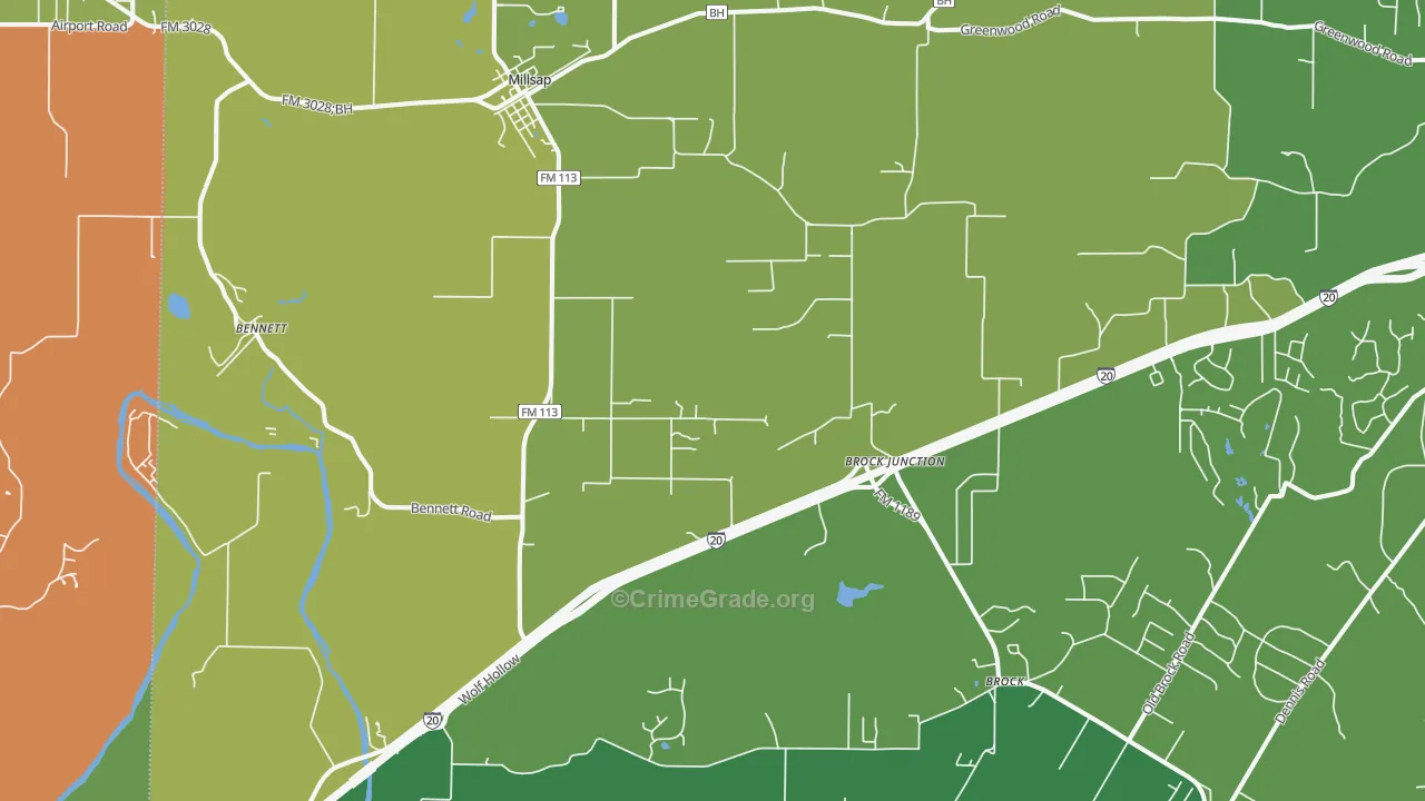 Millsap, TX Map of Assault Rates