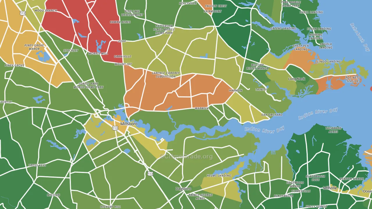 Millsboro, DE Map of Assault Rates
