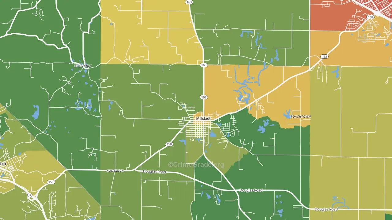 Millstadt, IL Map of Assault Rates