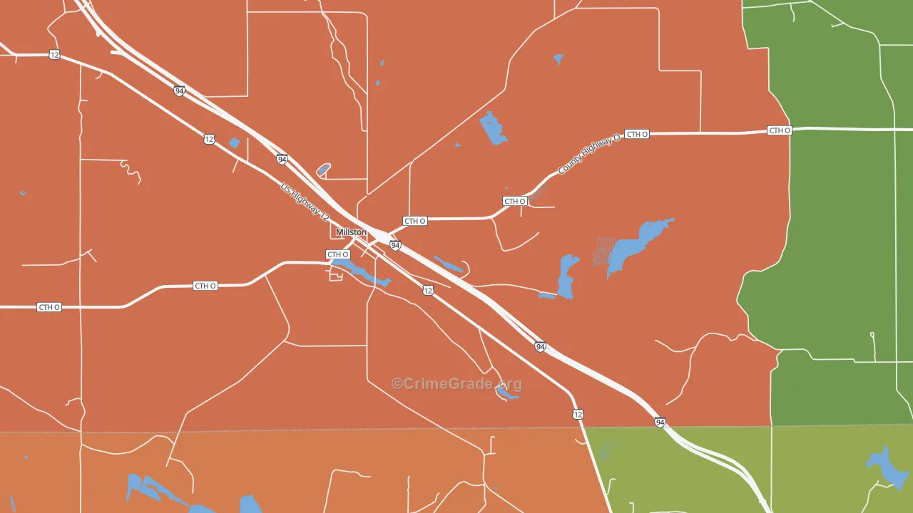 Millston, WI Map of Assault Rates
