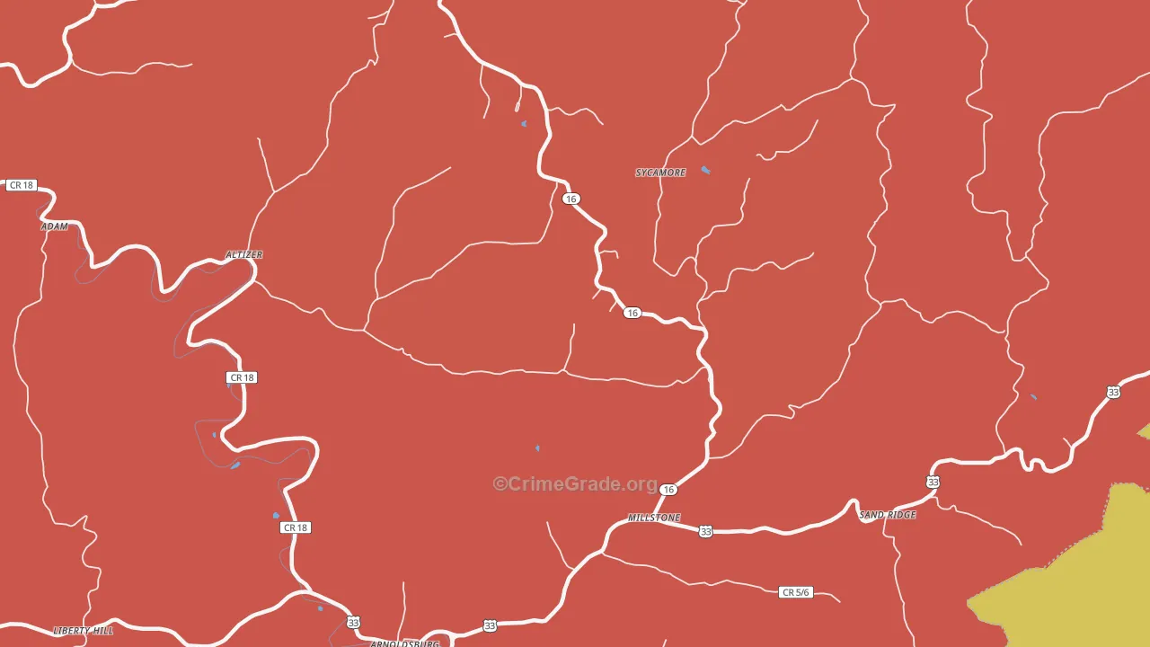 Millstone, WV Map of Assault Rates