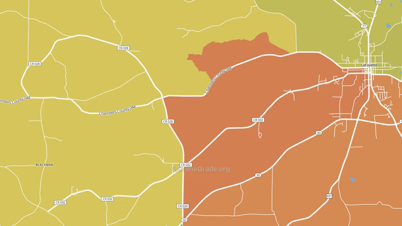 Milltown, AL Map of Assault Rates