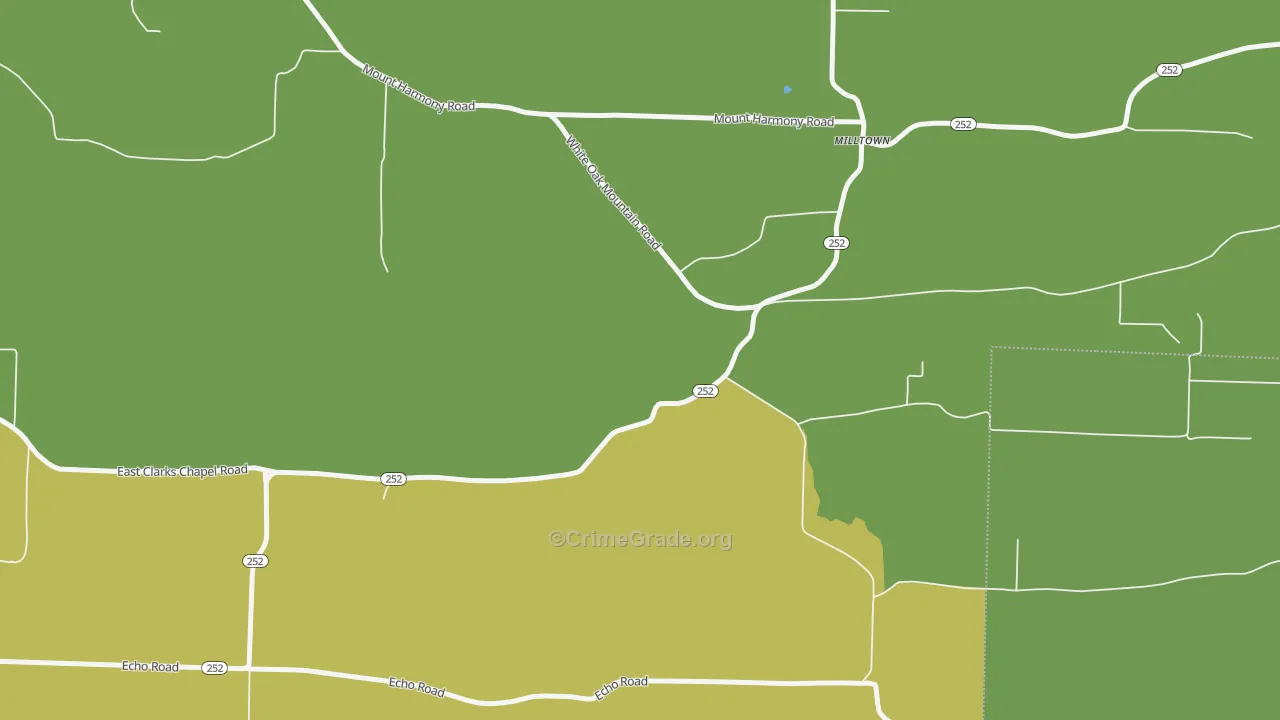 Milltown, AR Map of Assault Rates