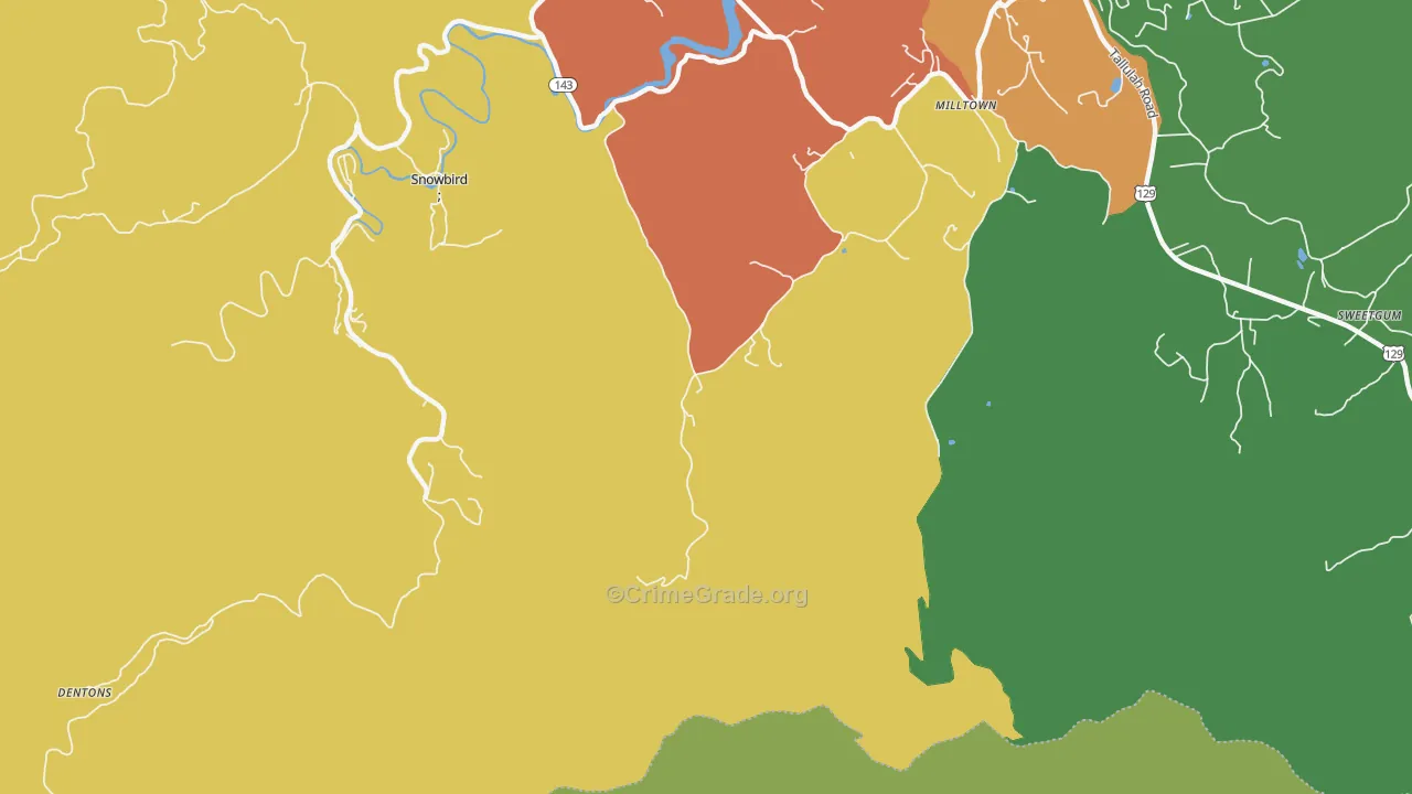 Milltown, NC Map of Assault Rates