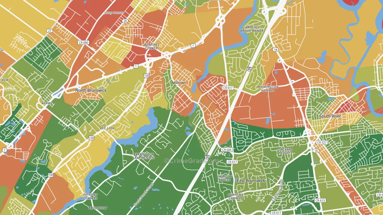 Milltown, NJ Map of Assault Rates