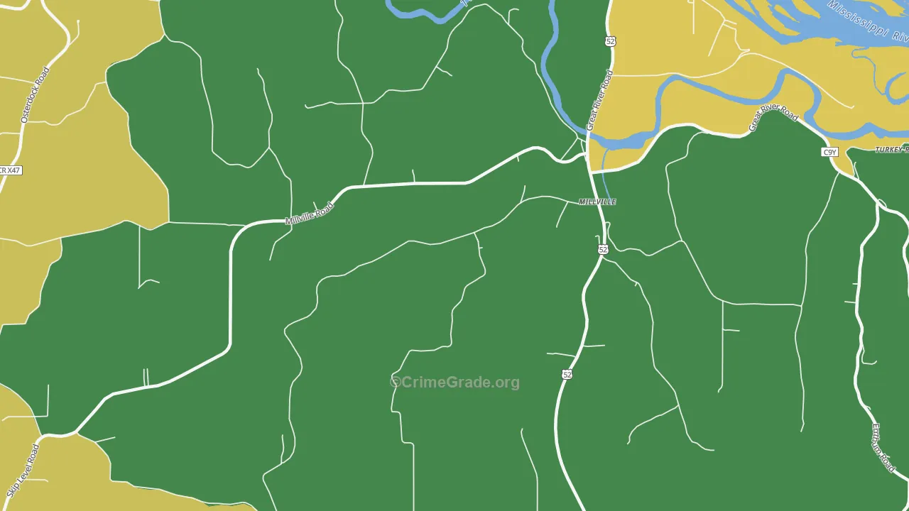 Millville, IA Map of Assault Rates