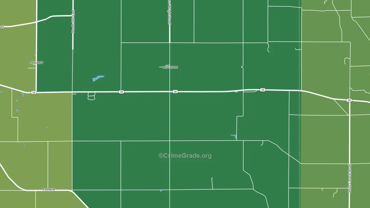 Millville, IN Map of Assault Rates