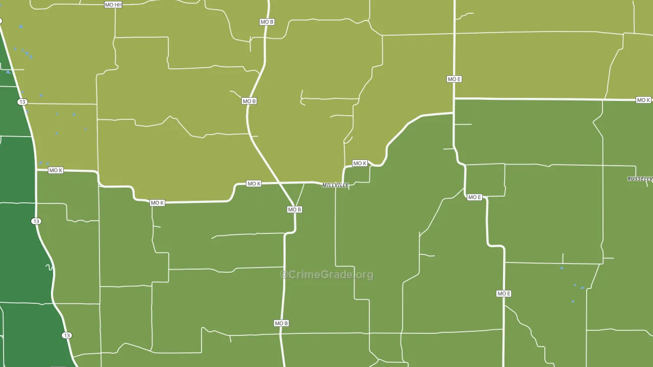Millville, MO Map of Assault Rates