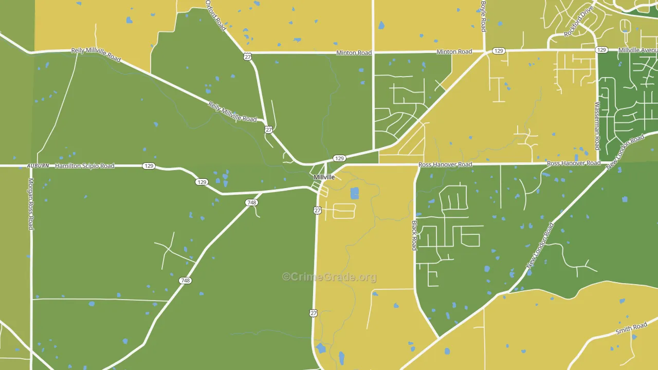 Millville, OH Map of Assault Rates