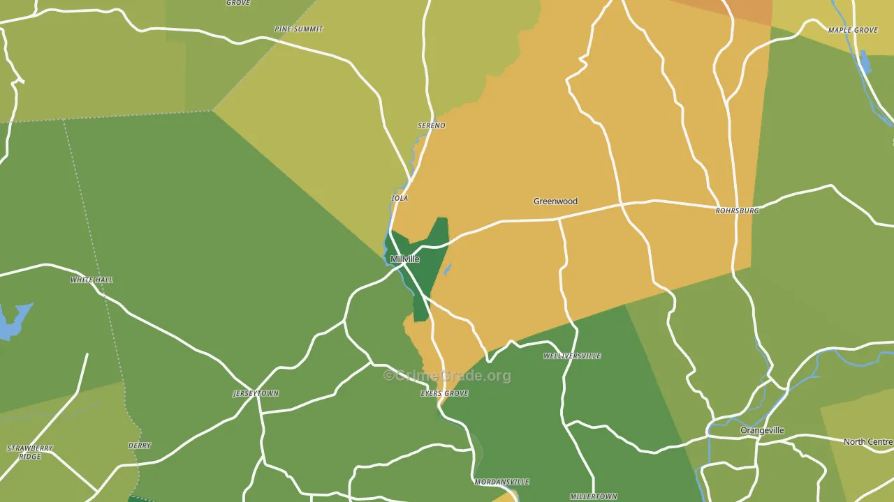 Millville, PA Map of Assault Rates