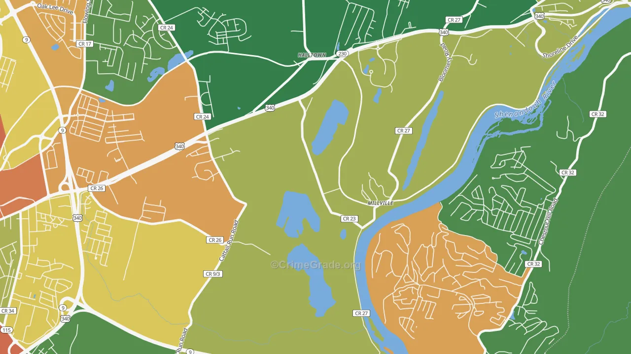 Millville, WV Map of Assault Rates