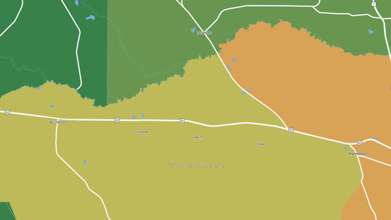 Millwood, GA Map of Assault Rates